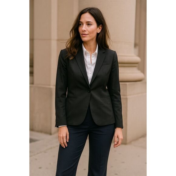J. Crew Black Lightweight 100% Wool Super 120's Blazer Jacket Women's Size 4 - Picture 1 of 11